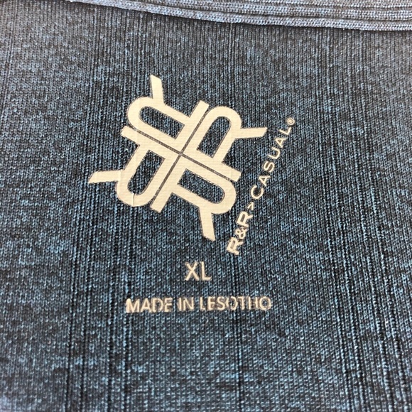 R&R Casual Mens XL Dark Navy Blue Striped Polo Tee - Picture 8 of 8